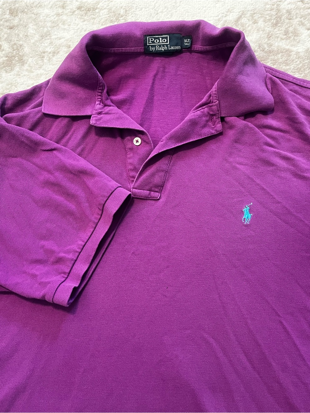 Polo Ralph Lauren Mens XLT Purple Mesh Pony Short Sleeve Golf Polo Shirt Tall